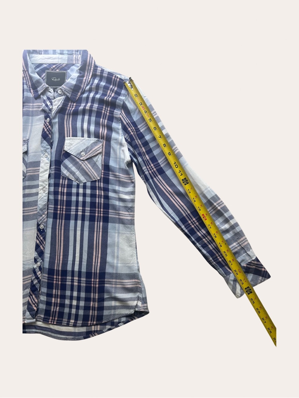 Rails Plaid Woman’s Button-Up Shirt Navy & Pink Size Medium - Picture 4 of 15